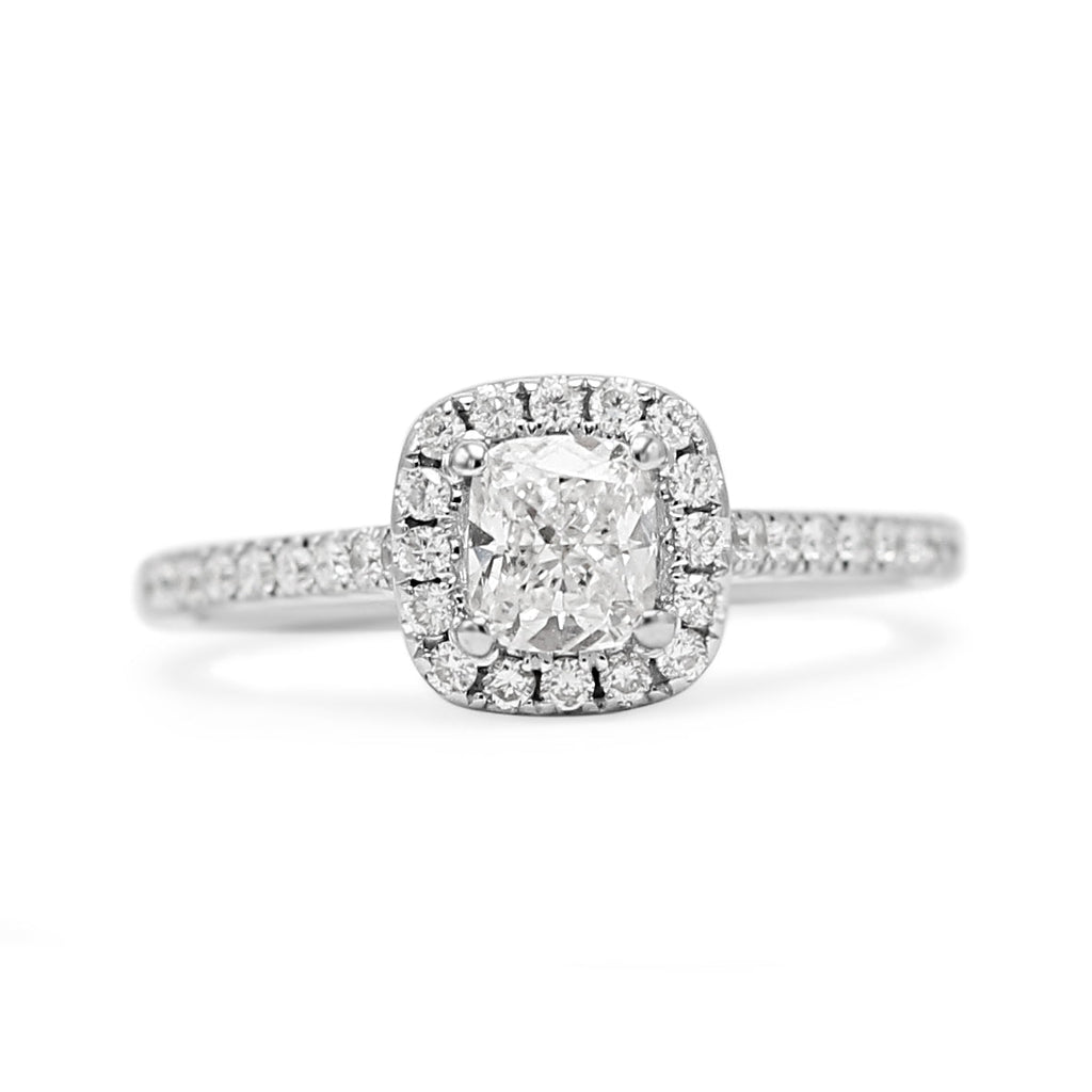used GIA Certificated Cushion Diamond Halo Ring 0.50ct