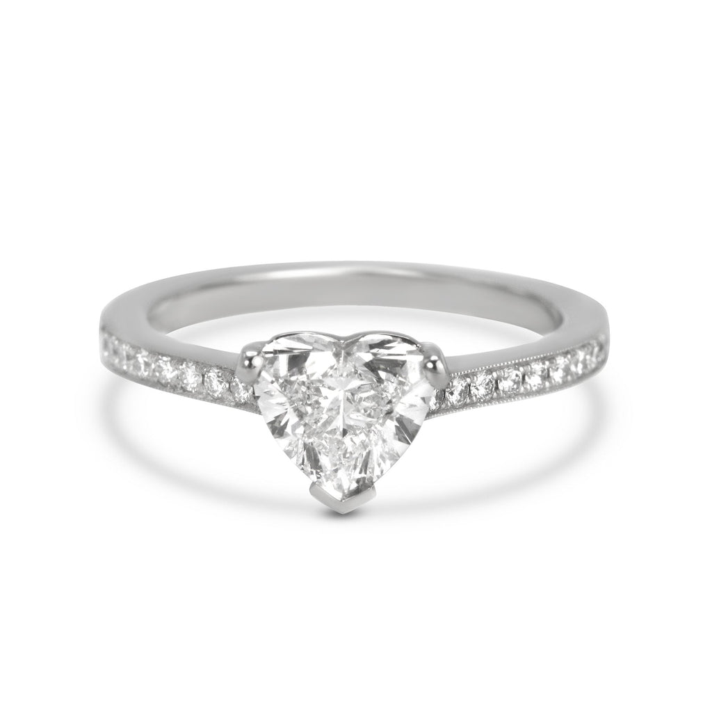 used GIA Certificated Heart Brilliant Cut Solitaire Diamond Ring 1.02ct