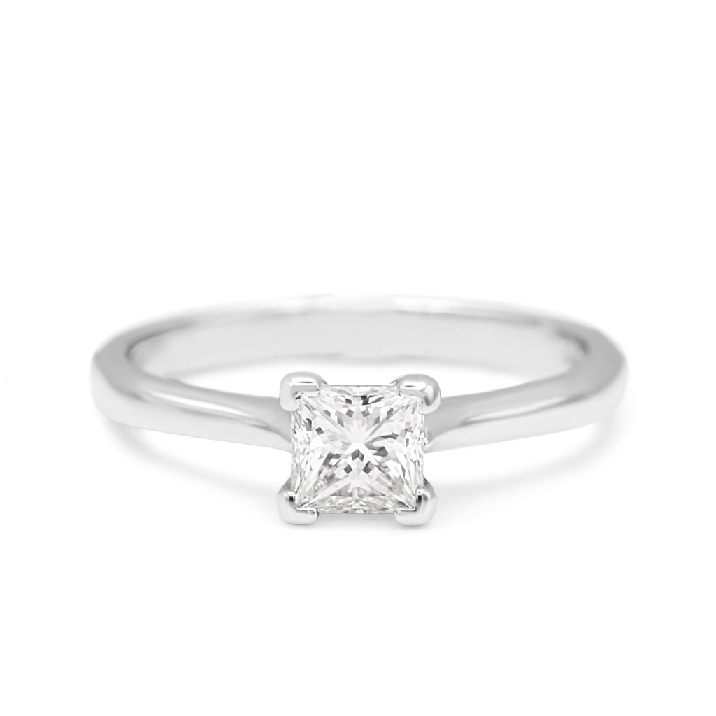 used GIA Certificated Princess Cut Solitaire Ring - Platinum