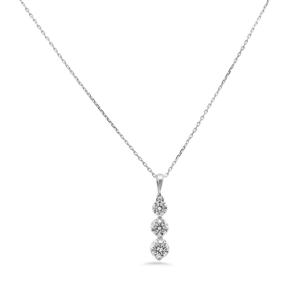 used Graduating Trilogy Brilliant Cut Diamond Pendant On 16" Necklace
