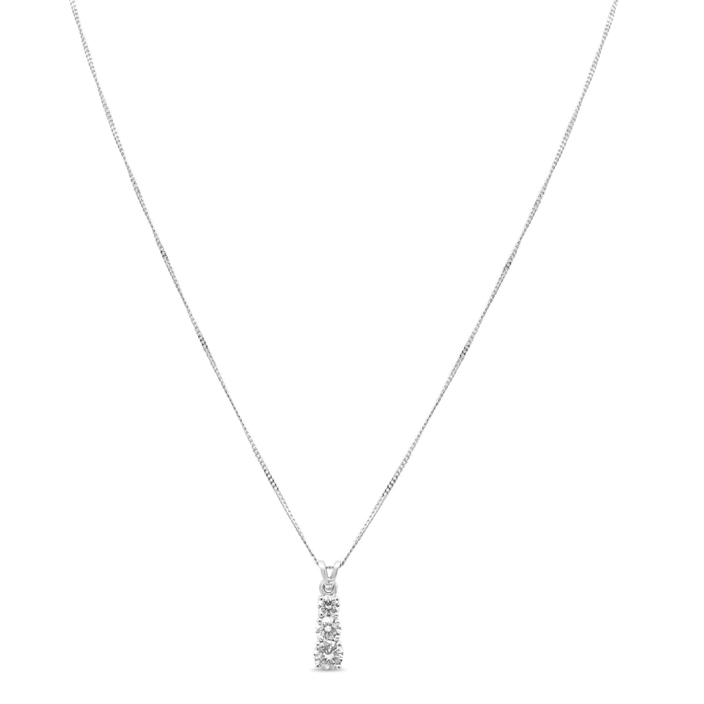 used Graduating Trilogy Diamond Pendant On A 19" Necklace - Platinum