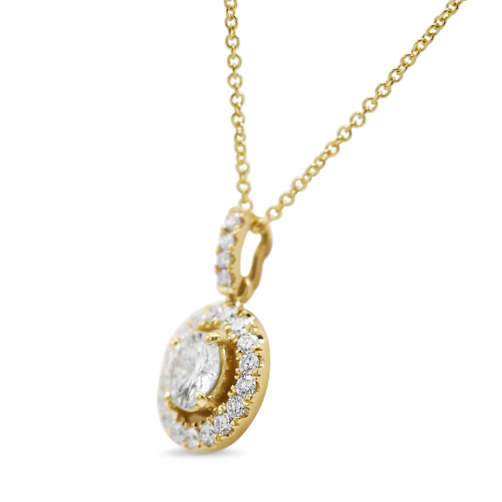 used Handmade 1.54ct total Diamond Halo Pendant On Necklace