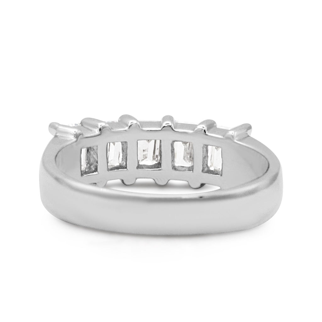 used Handmade Five Stone Emerald Cut Diamond Ring - Platinum
