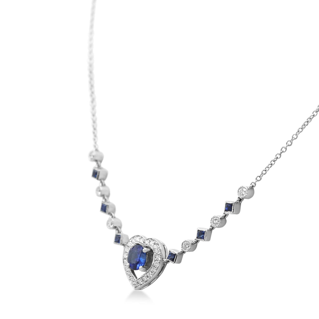 used Handmade Sapphire & Diamond Set 18" Fancy Necklace