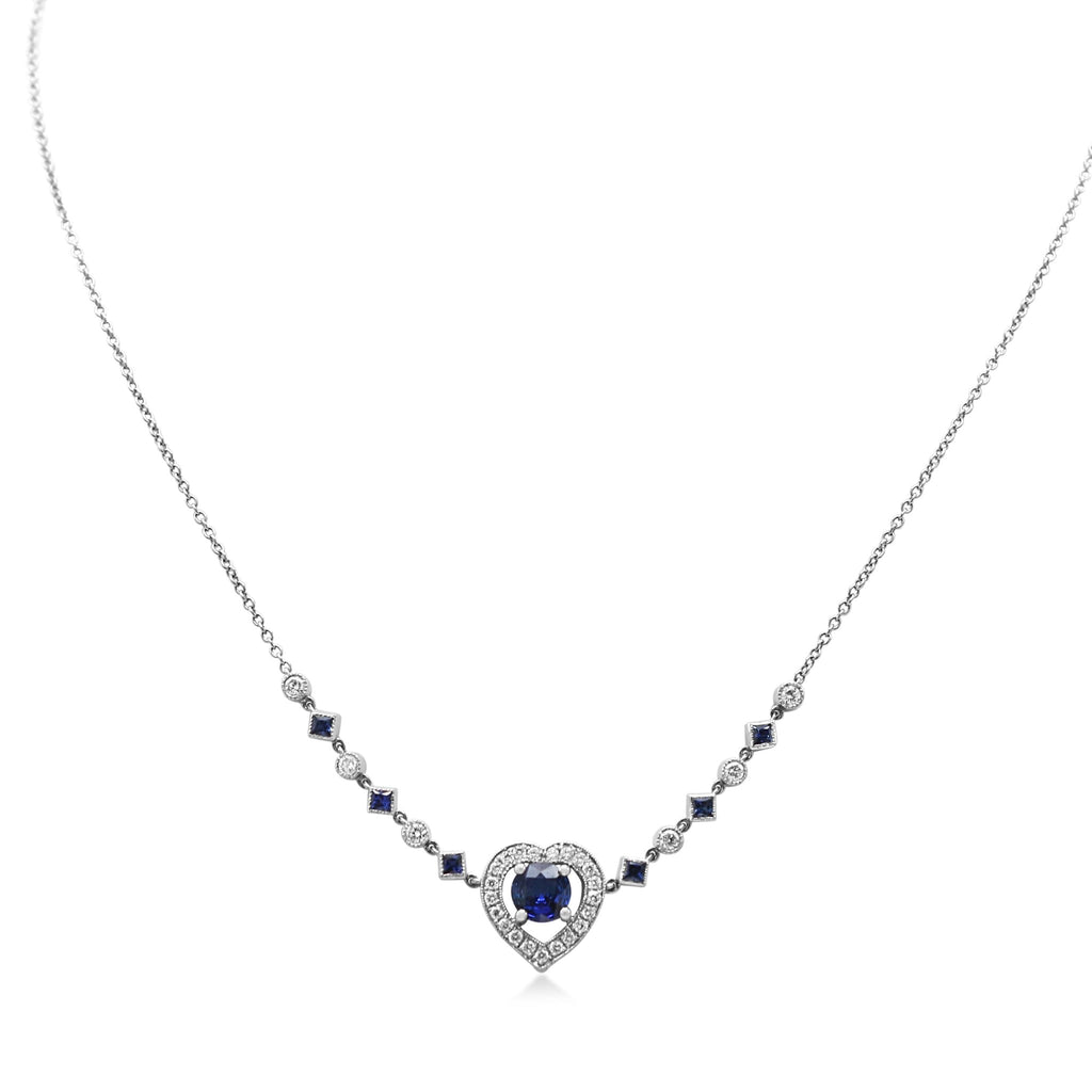 used Handmade Sapphire & Diamond Set 18" Fancy Necklace