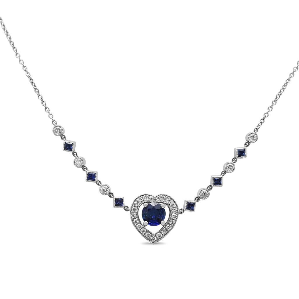 used Handmade Sapphire & Diamond Set 18" Fancy Necklace