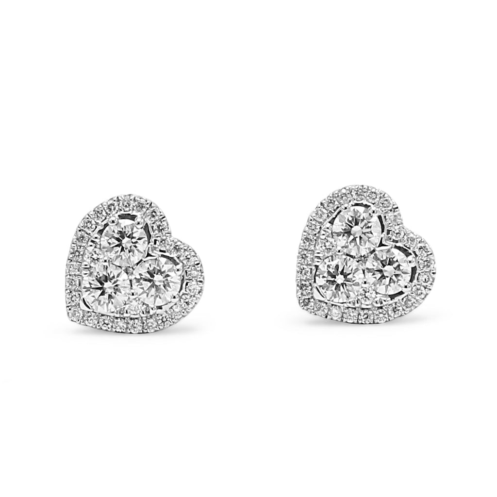 used Heart Shaped Diamond Set Cluster Earrings - 18ct Gold