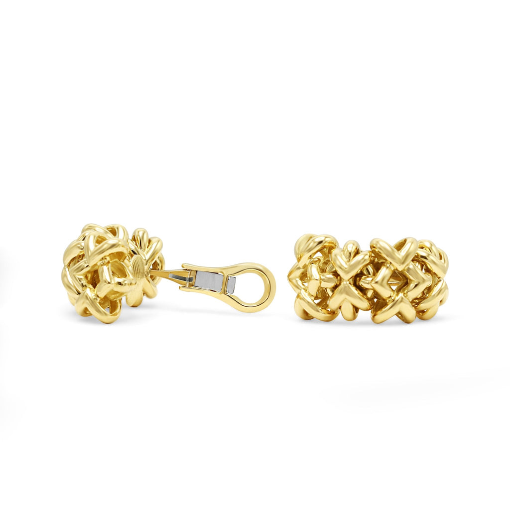 used Heavyweight X Design Earclips In 18ct - Yellow Gold