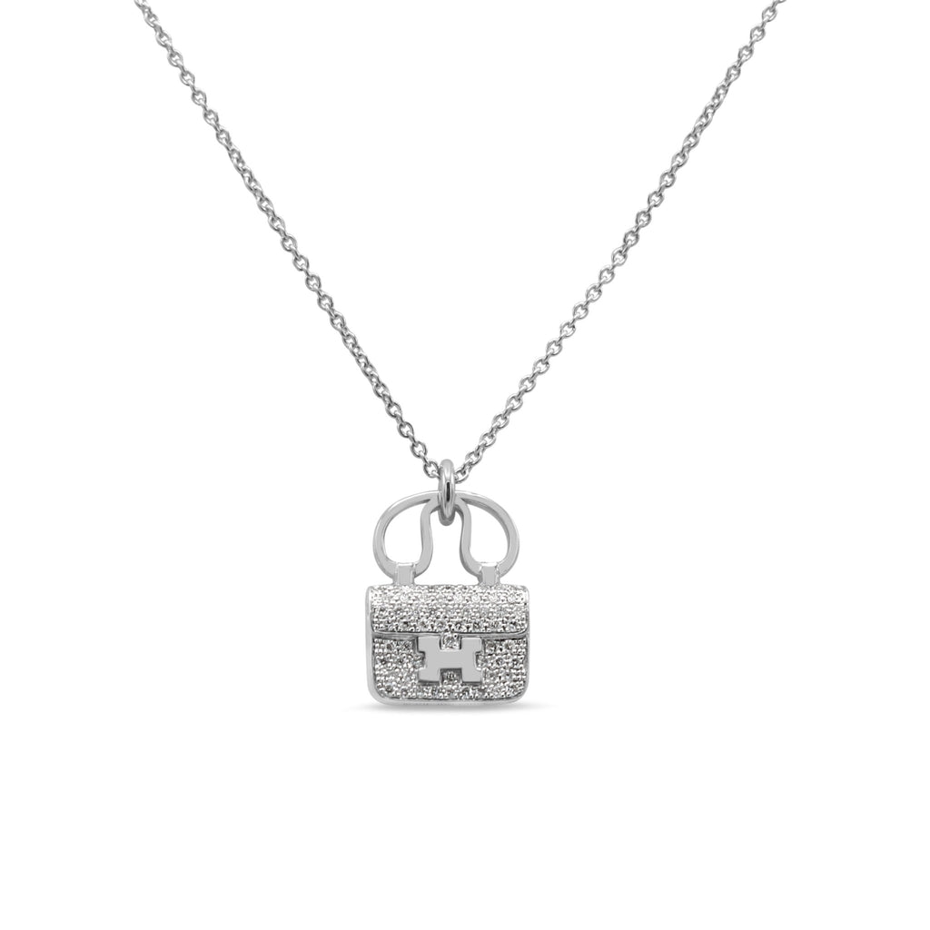used Hermes Diamond Constance Handbag Charm On Necklace - 18ct White Gold