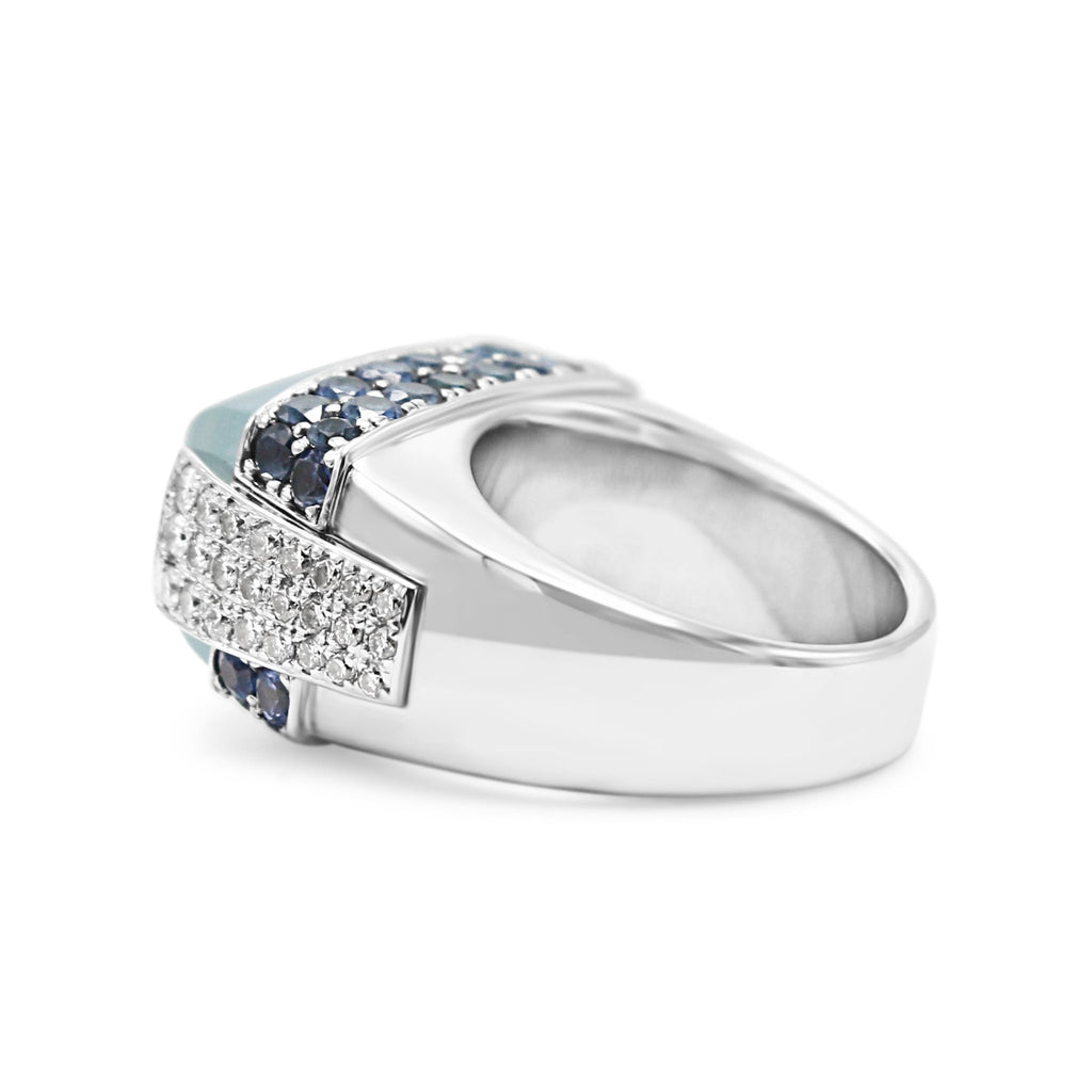 used Mauboussin Chalcedony White Gold, Diamond & Sapphire Ring