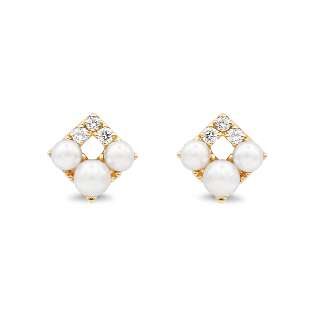 used Mikimoto Diamond & Pearl Falling Flakes Earrings