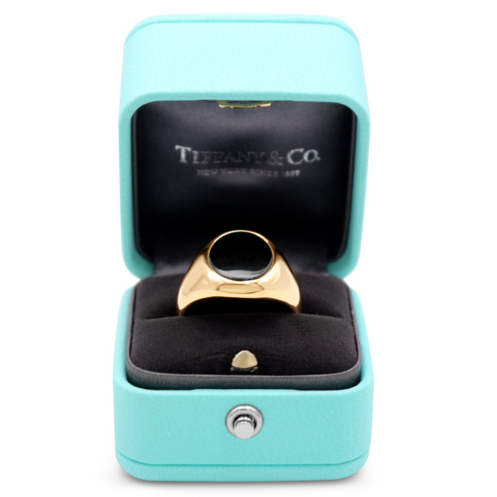 used Oval Onyx Set Signet Ring By Tiffany - 18ct Yellow Gold