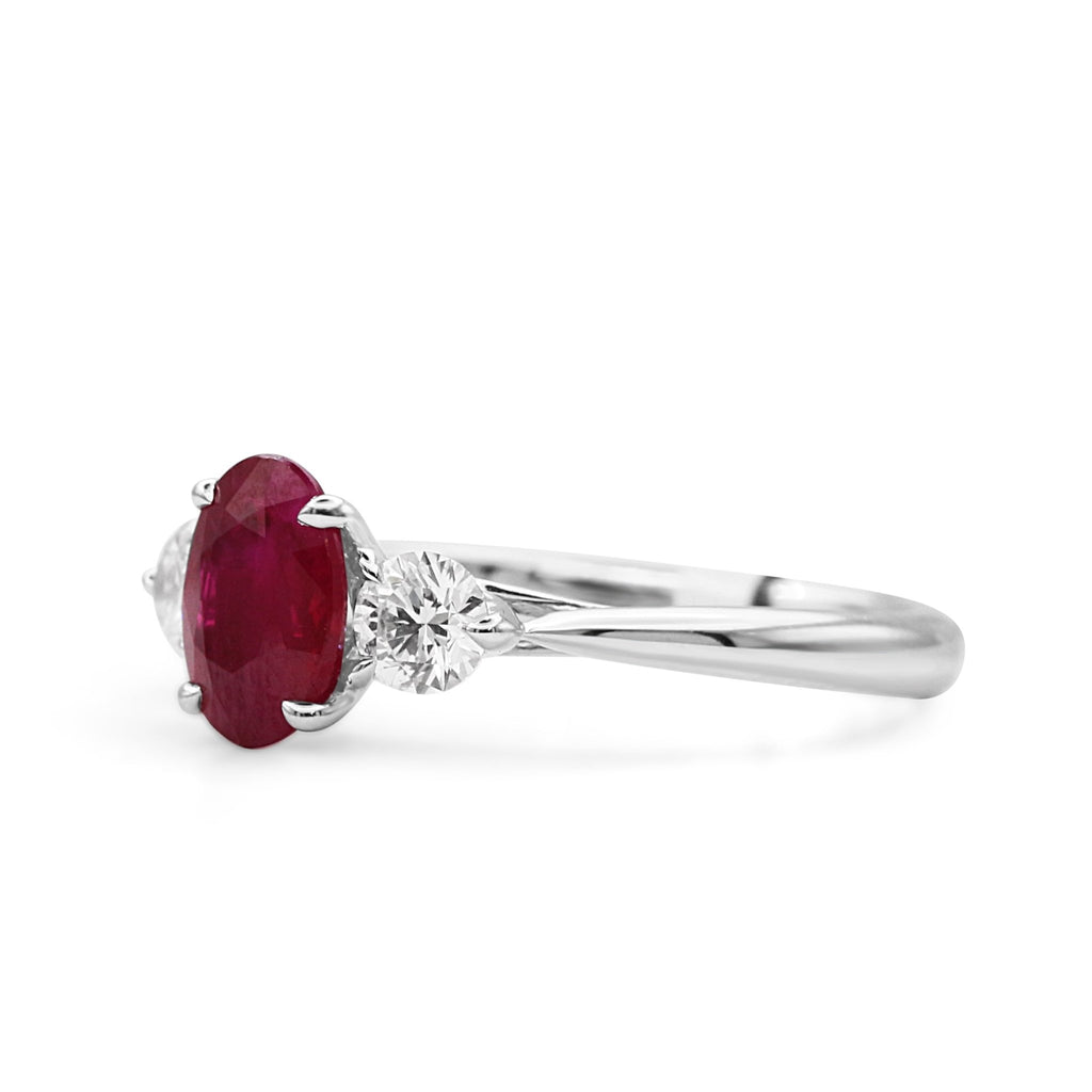 used Oval Ruby & Diamond Ring - 18ct White Gold