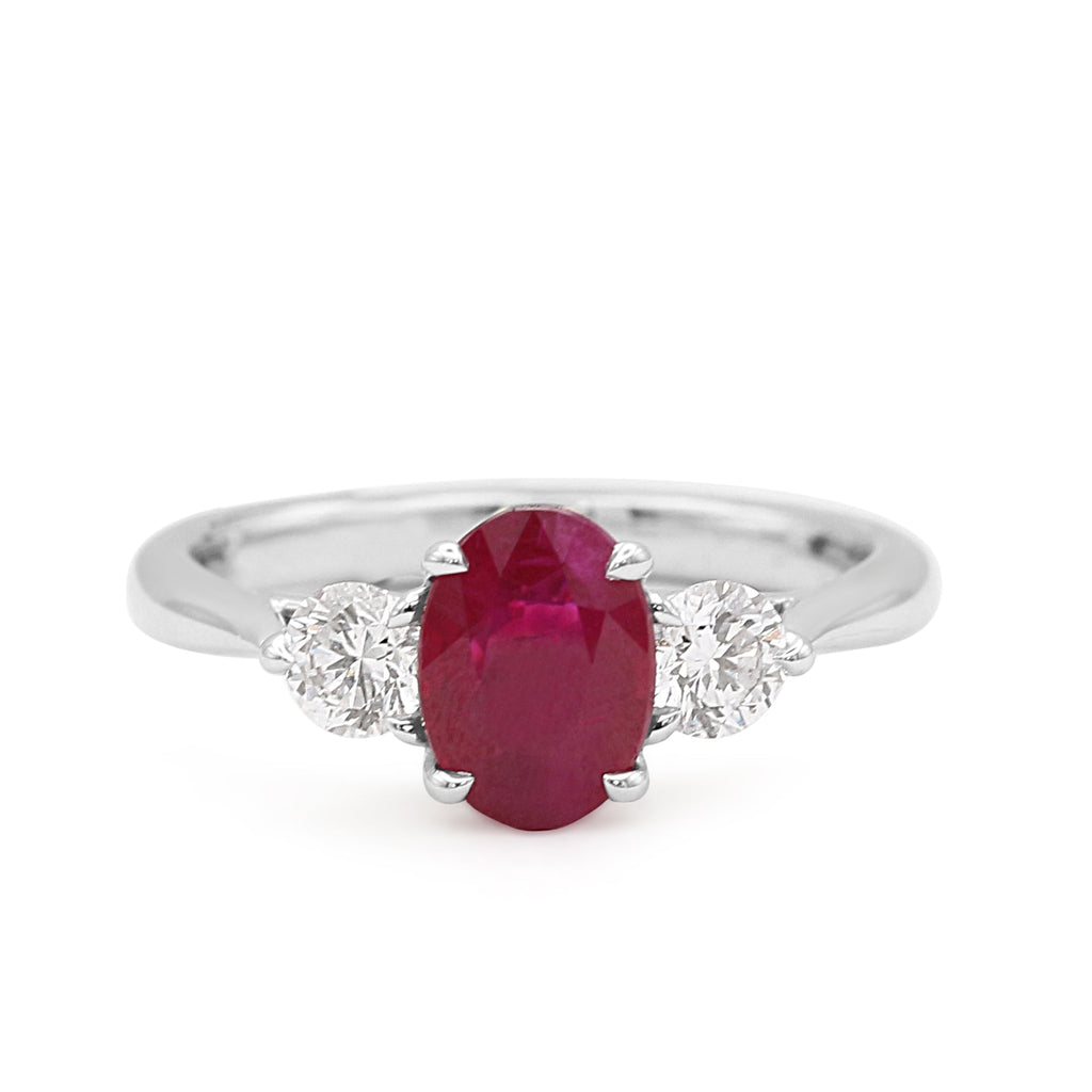used Oval Ruby & Diamond Ring - 18ct White Gold
