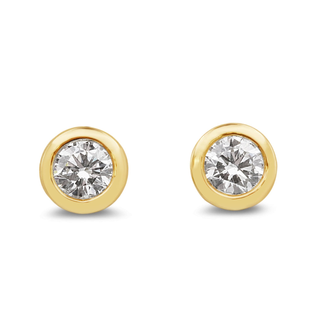 used Pair Of Brilliant Cut Diamonds Stud Earrings - 18ct Yellow Gold