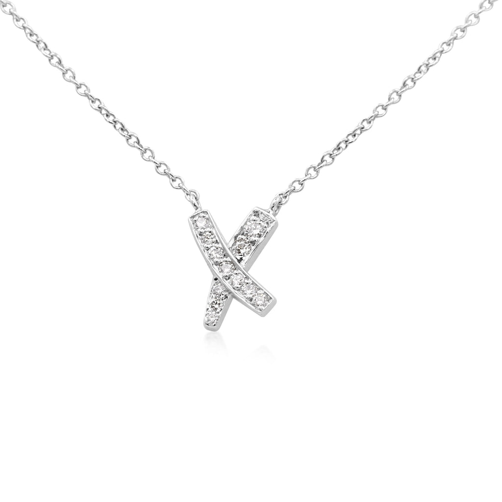 used Paloma Picasso For Tiffany Diamond X Pendant Necklace 16"