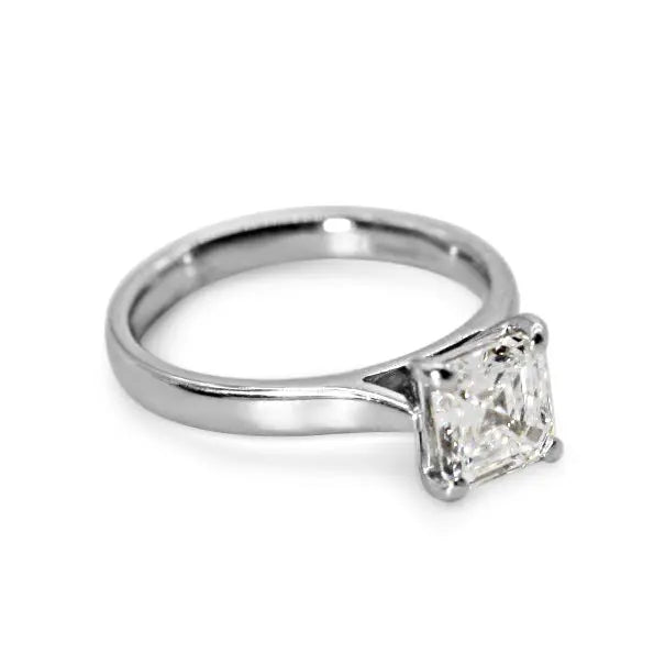 used Platinum 1.02ct Asscher Cut Diamond Ring