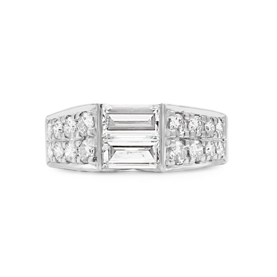 used Platinum Baguette & Brilliant Cut Diamond Set Ring By Gubelin