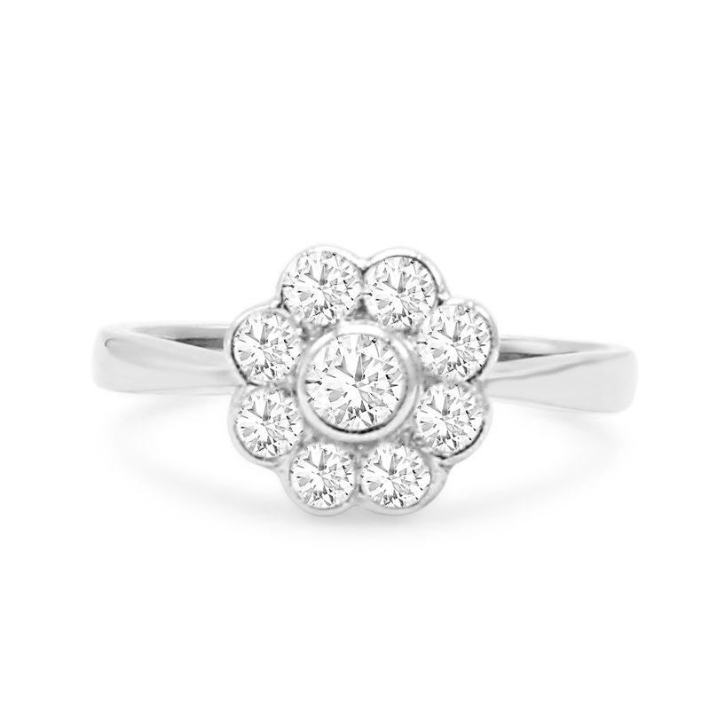 used Platinum Diamond Daisy Cluster Ring