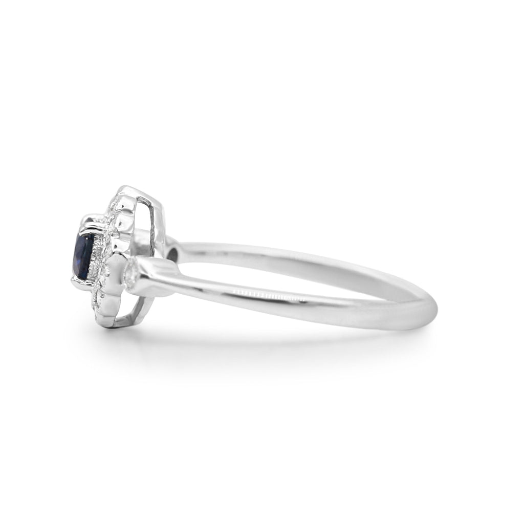used Platinum Diamond & Sapphire Cluster Ring With Diamond Shoulders