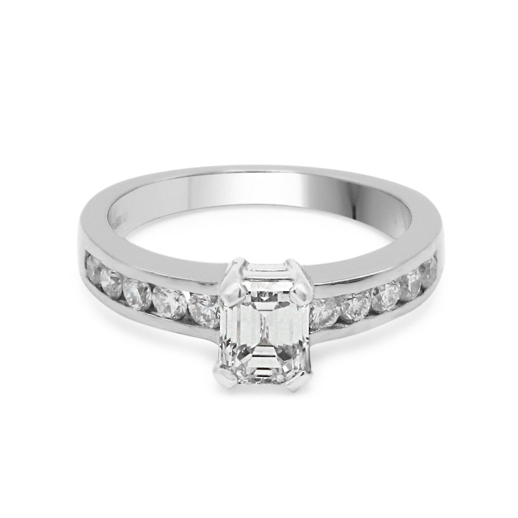 used Platinum Emerald Cut 1.01ct Diamond Ring
