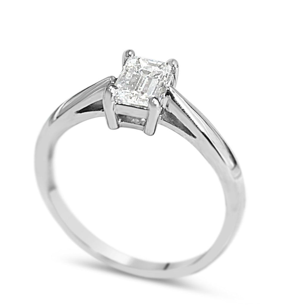 used Platinum Handmade 0.61ct Bespoke Emerald Cut Diamond Ring