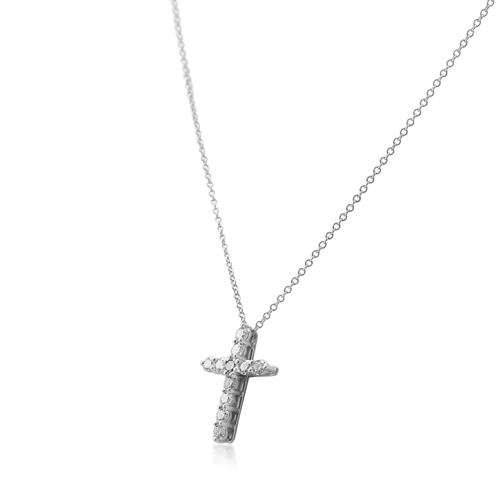 used Platinum Tiffany & Co Diamond Cross Pendant on Necklace