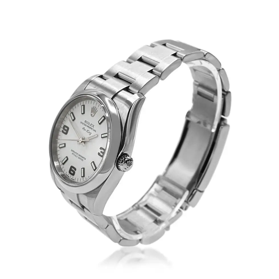 used Rolex Airking 34mm White Dial Steel Watch - Ref: 114200