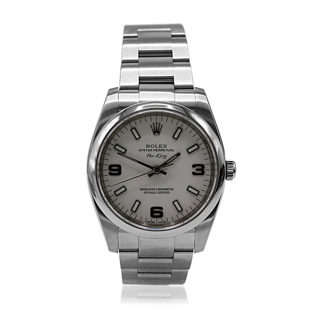 used Rolex Airking 34mm White Dial Steel Watch - Ref: 114200