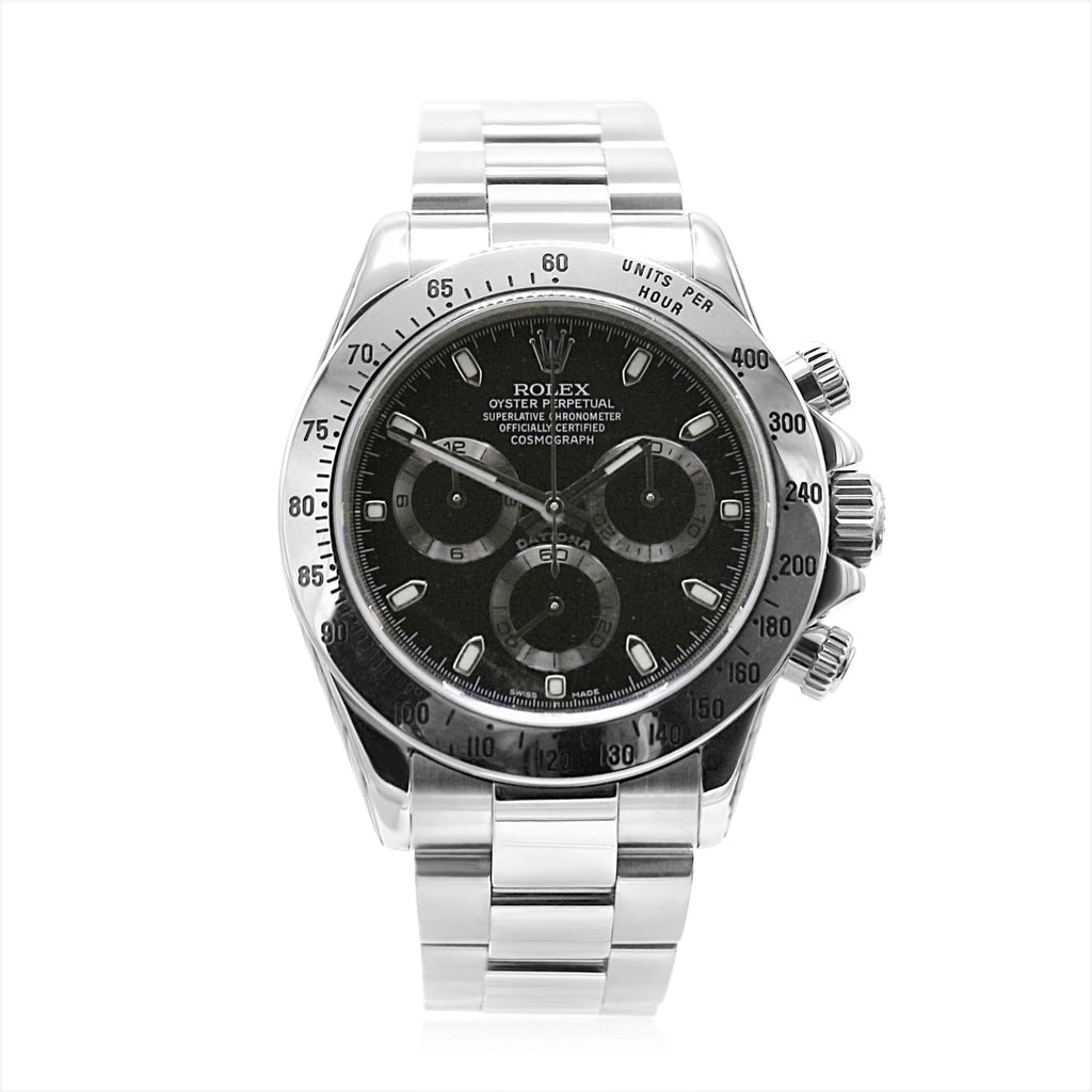 used Rolex Cosmograph Daytona 40mm Black Dial Steel Watch - Ref: 116520