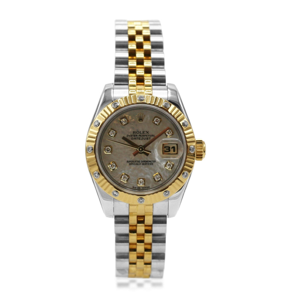 used Rolex Datejust 26mm Steel & Gold MOP Diamond Dial Watch - Ref: 179313