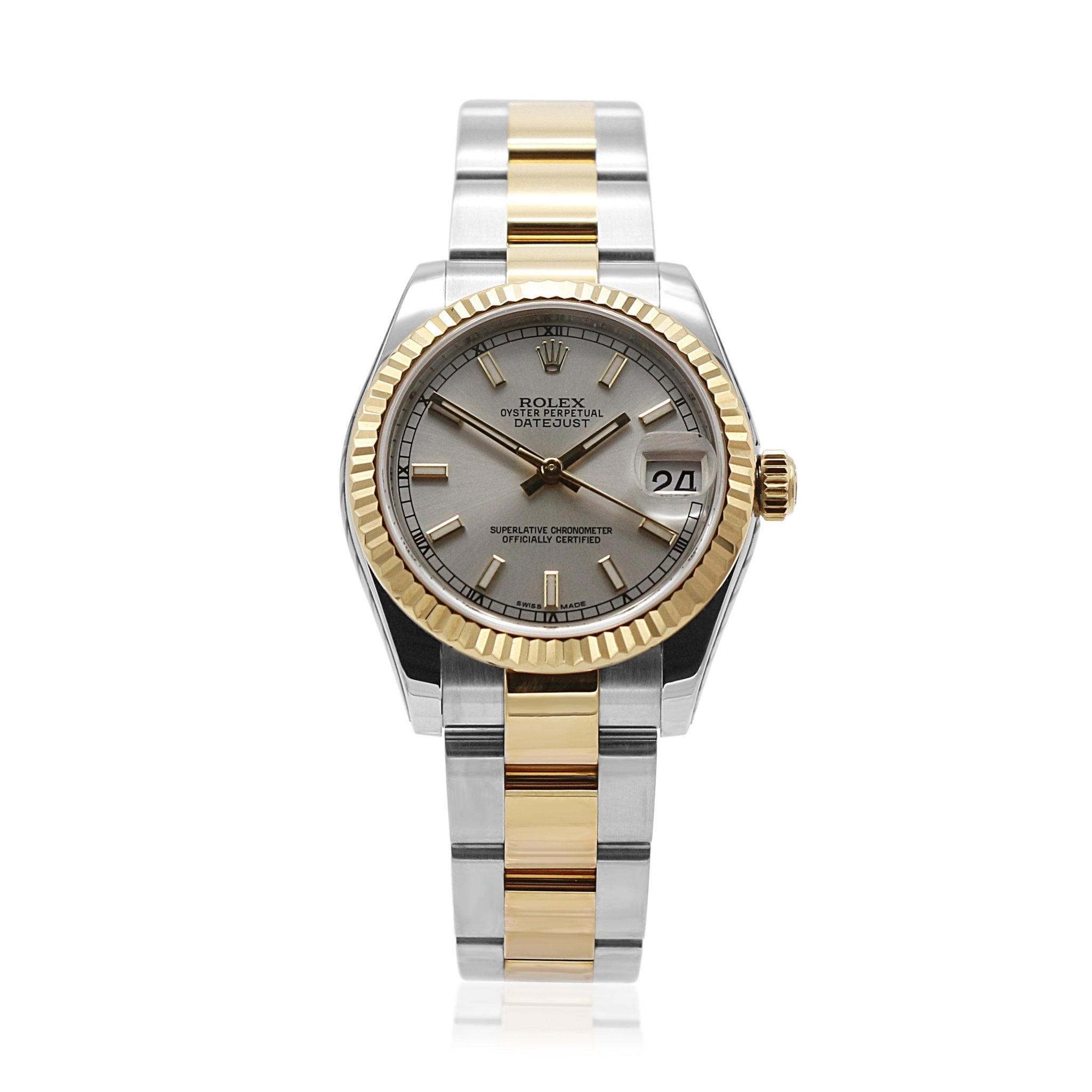 Pre-Owned Rolex Datejust 31mm Steel Yellow Gold Watch Silver Dial