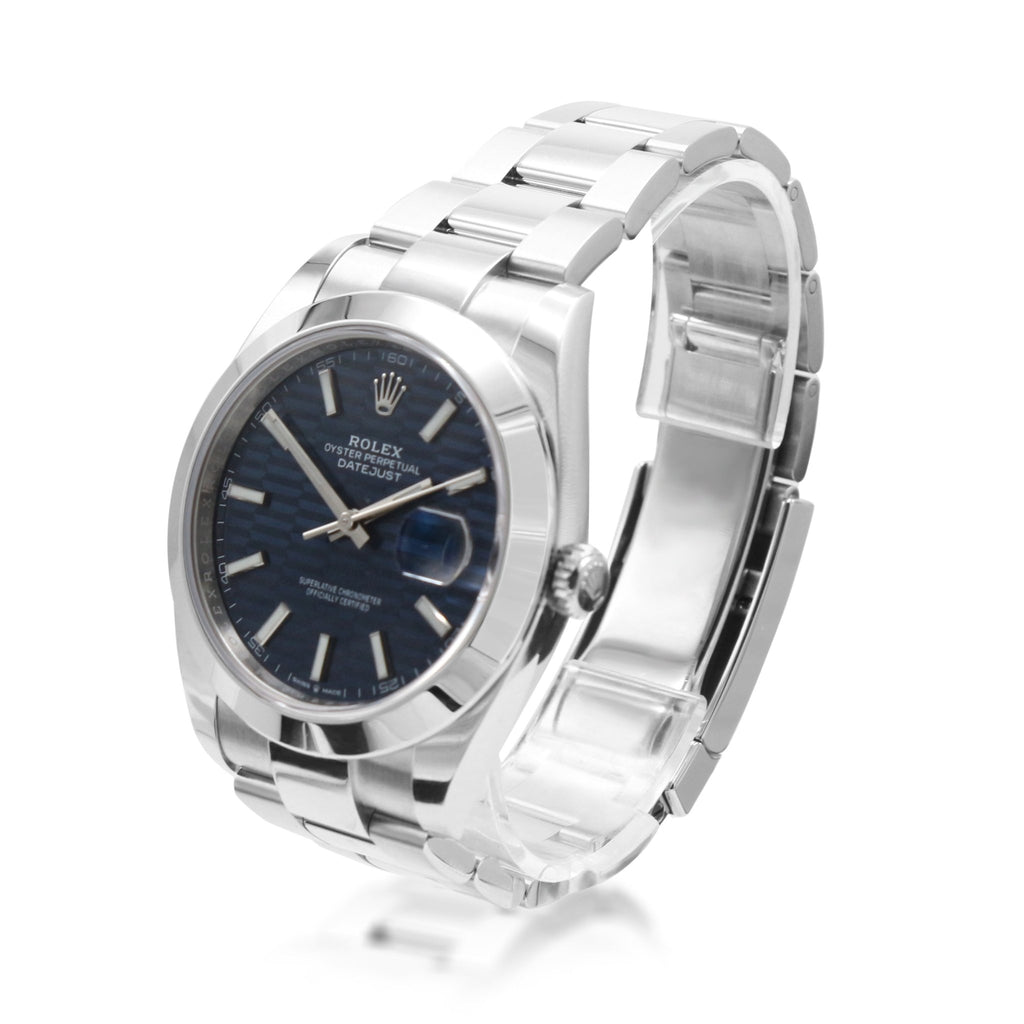 used Rolex Datejust Fluted Blue Dial 41mm Steel Watch - Ref: 126300