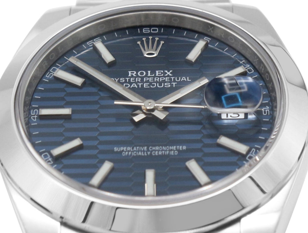 used Rolex Datejust Fluted Blue Dial 41mm Steel Watch - Ref: 126300