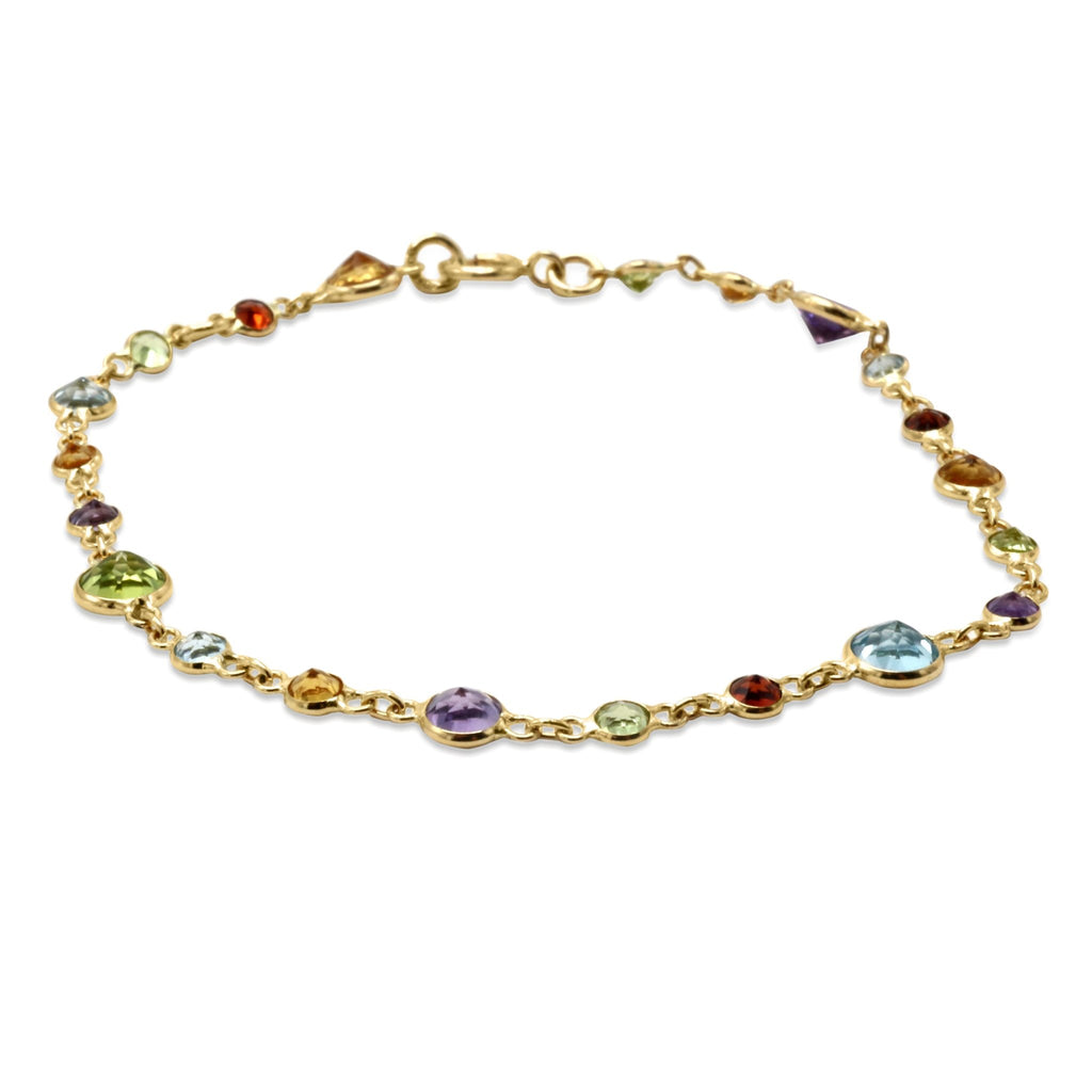 used Round Faceted Multi Gem Bracelet - 18ct Yellow Gold