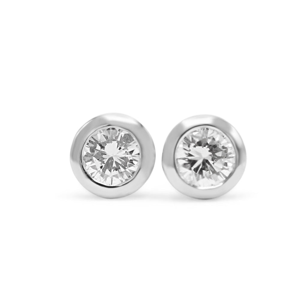 used Solitaire Diamond Stud Earrings - 18ct White Gold