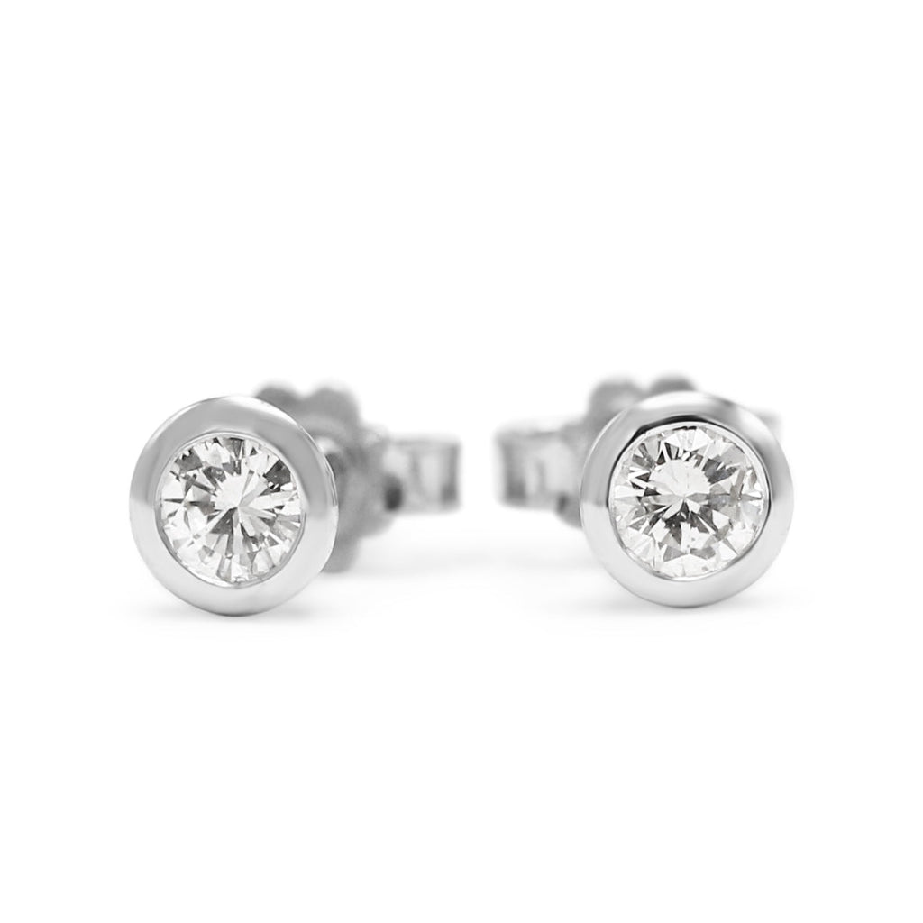 used Solitaire Diamond Stud Earrings - 18ct White Gold