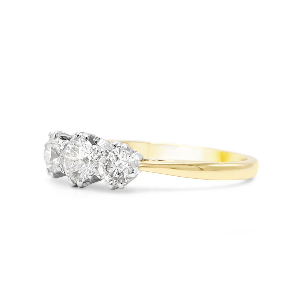 used Three Stone Brilliant Cut Diamond Ring - 18ct Yellow & White Gold