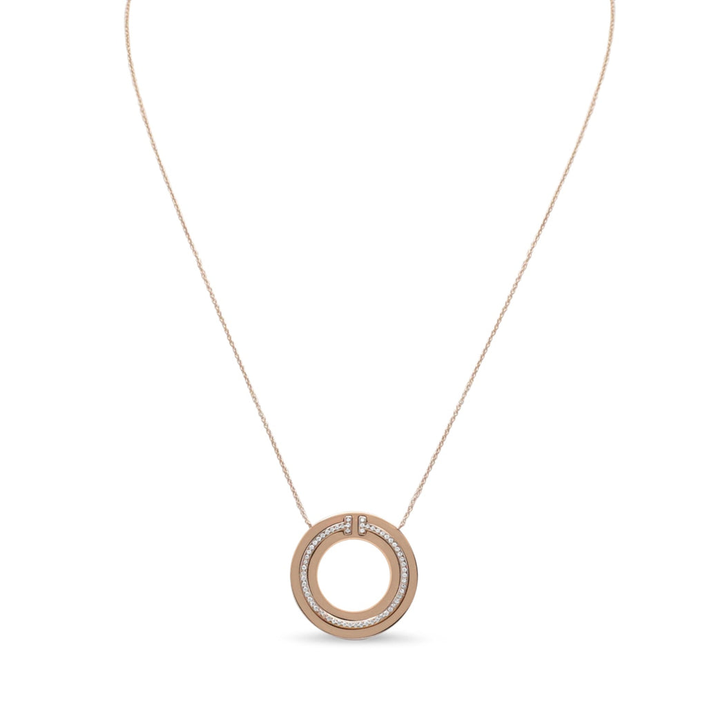 used Tiffany & Co. 18ct Diamond Set "T" Circle Pendant On Necklace