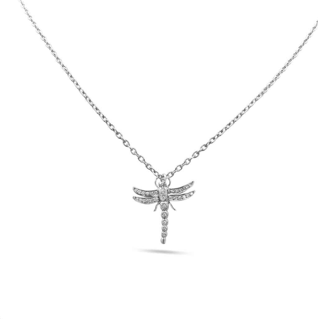 used Tiffany & Co Diamond Dragonfly Pendant On A 16" Necklace