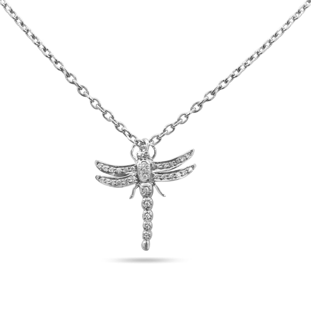 used Tiffany & Co Diamond Dragonfly Pendant On A 16" Necklace