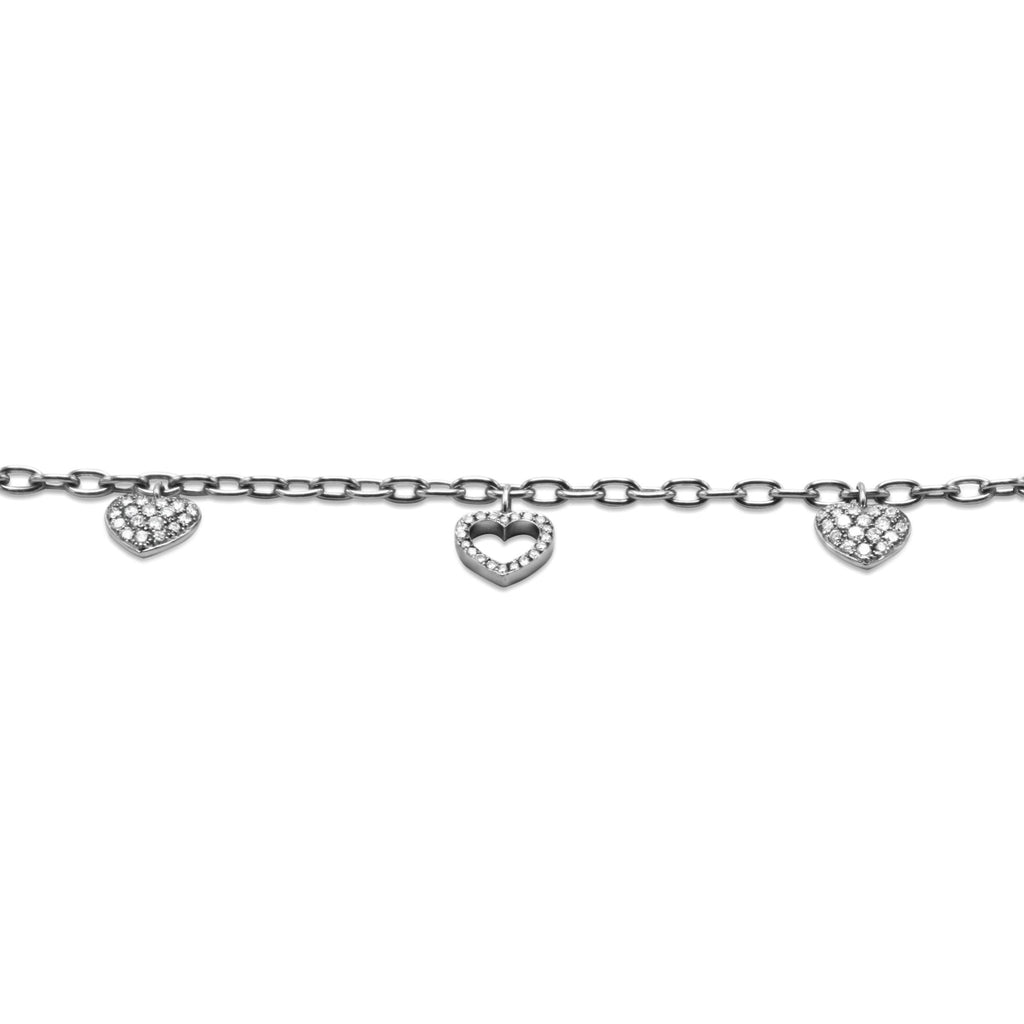 used Tiffany & Co. Platinum Diamond Set Multi Heart Charm Bracelet