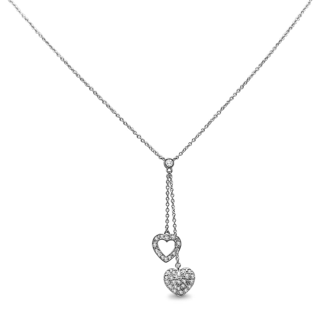 used Tiffany & Co. Platinum Double Heart Diamond Drop Pendant/Necklace