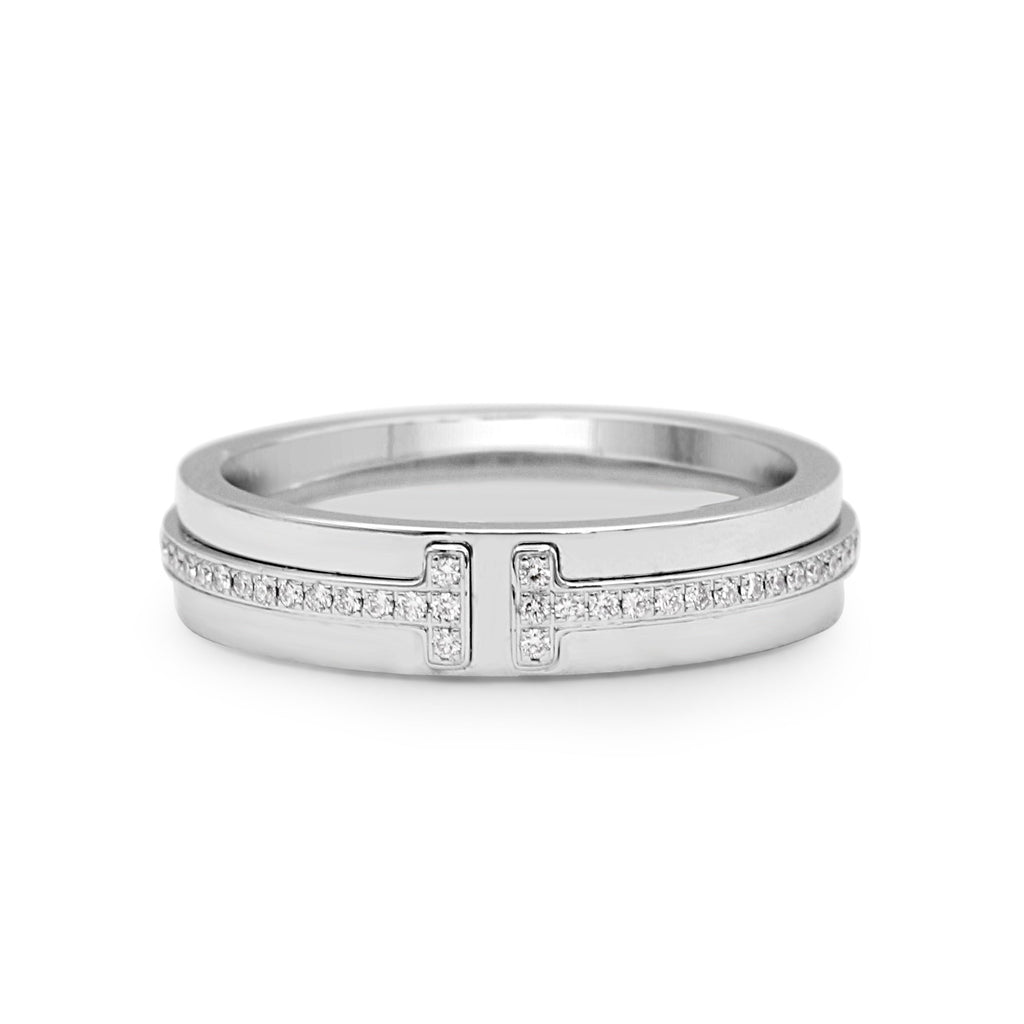 used Tiffany & Co T Diamond Band Ring - 18ct White Gold