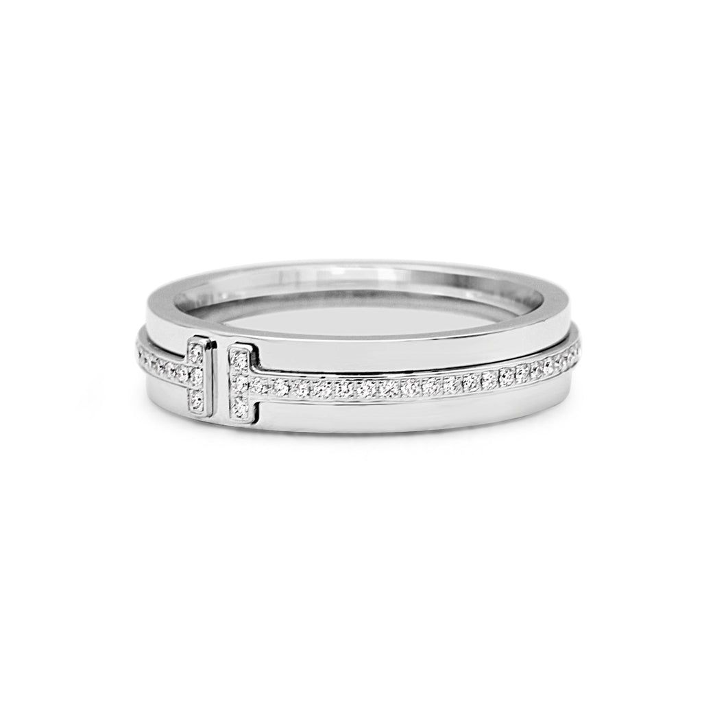 used Tiffany & Co T Diamond Band Ring - 18ct White Gold