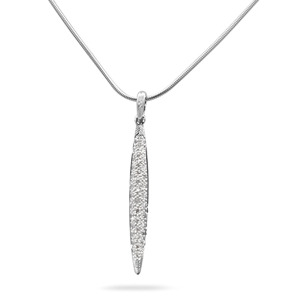 used Tiffany Diamond Feather Pendant On Necklace