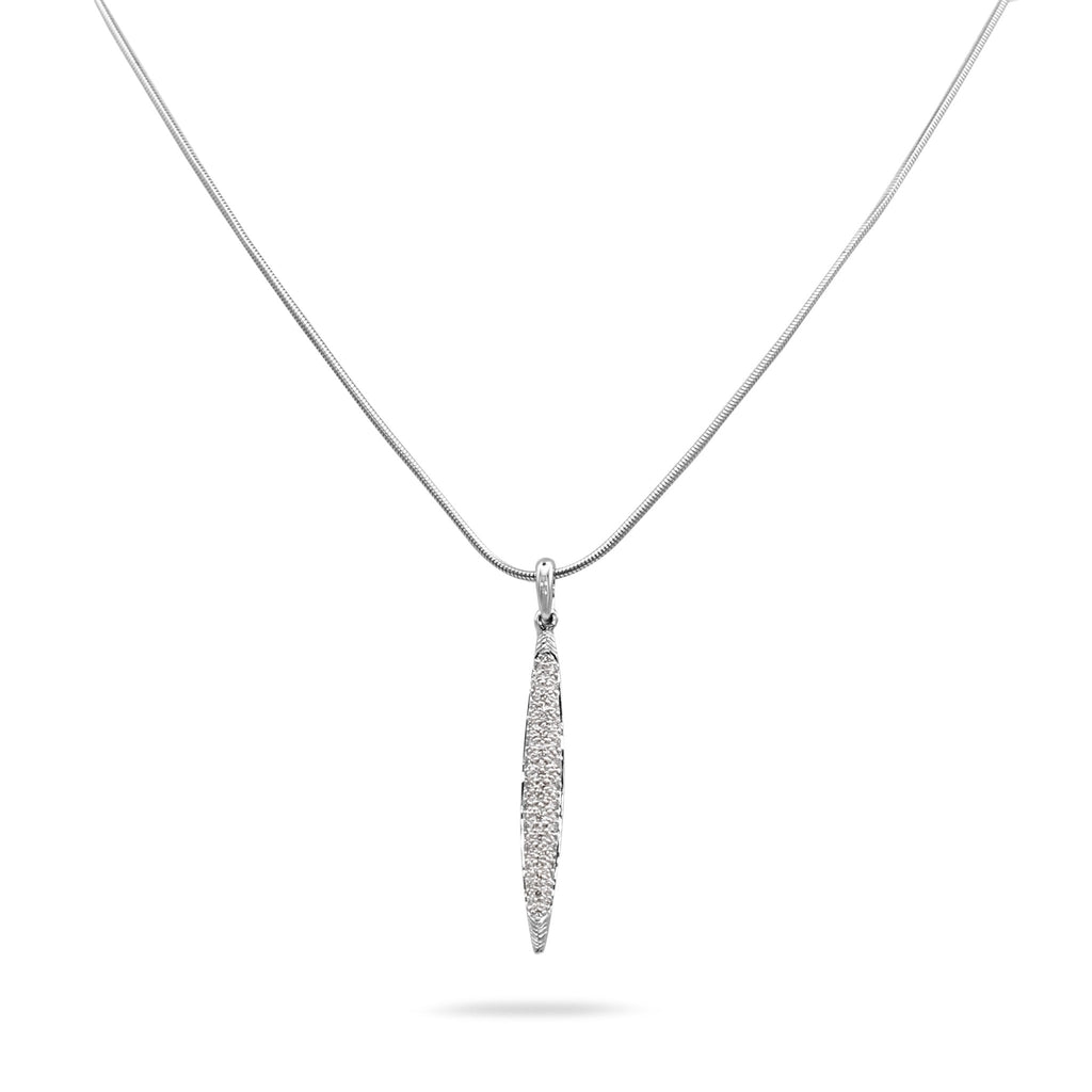used Tiffany Diamond Feather Pendant On Necklace