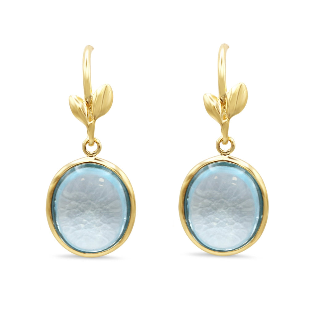 used Tiffany Paloma Picasso Blue Topaz Olive Leaf Drop Earrings