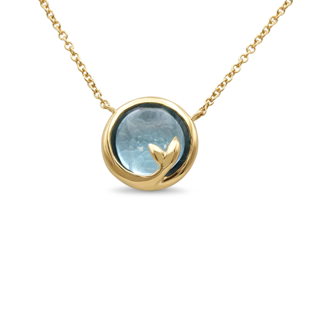 used Tiffany Paloma Picasso Blue Topaz Olive Leaf Pendant Necklace