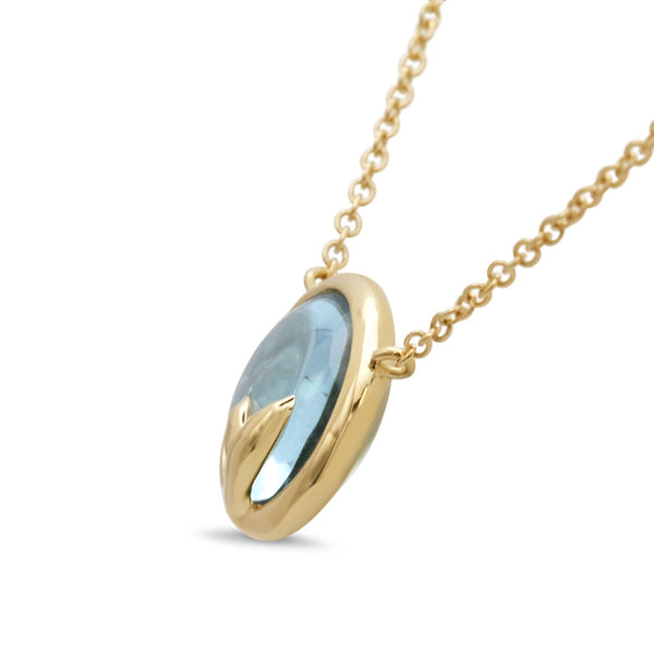 Pre-Owned Tiffany Blue Topaz Pendant On Necklace I S&R